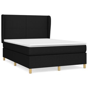 vidaXL Sommier &agrave; lattes de lit avec matelas Noir 140x190 cm Tissu