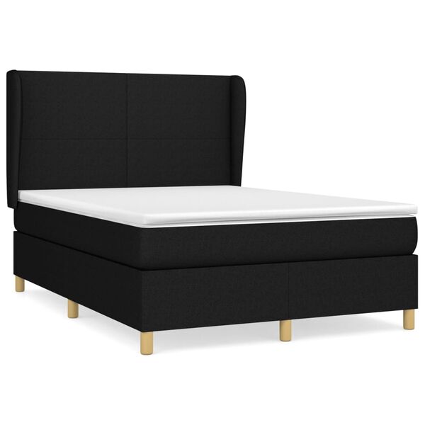 vidaXL Sommier &agrave; lattes de lit avec matelas Noir 140x190 cm Tissu