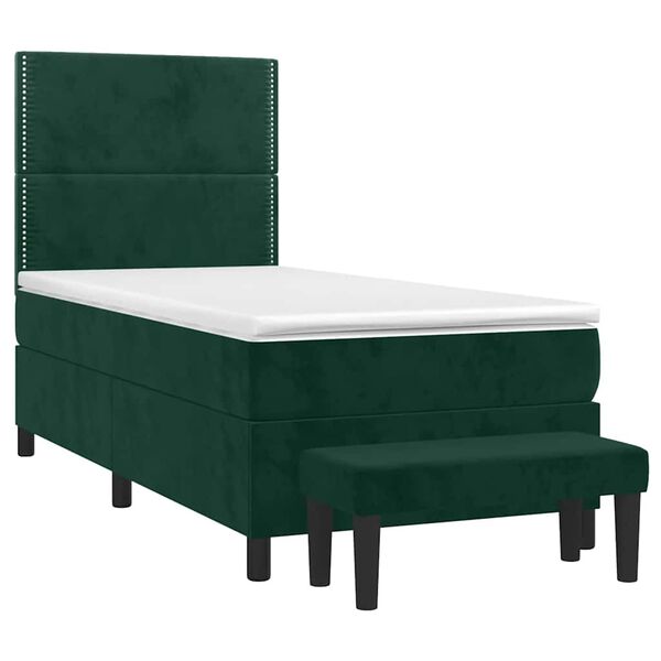 vidaXL Sommier &agrave; lattes de lit et matelas Vert fonc&eacute; 80x200 cm Velours
