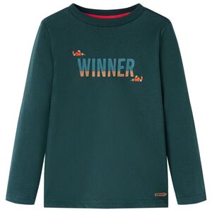 T-shirt pour enfants &agrave; manches longues vert fonc&eacute; 104