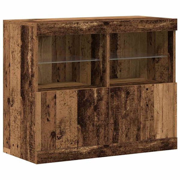 vidaXL Buffet LED Marron 81 x 37 x 66,5 cm Bois d'ing&eacute;nierie