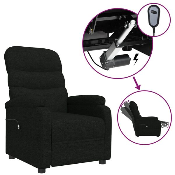vidaXL Fauteuil inclinable &eacute;lectrique Noir Tissu