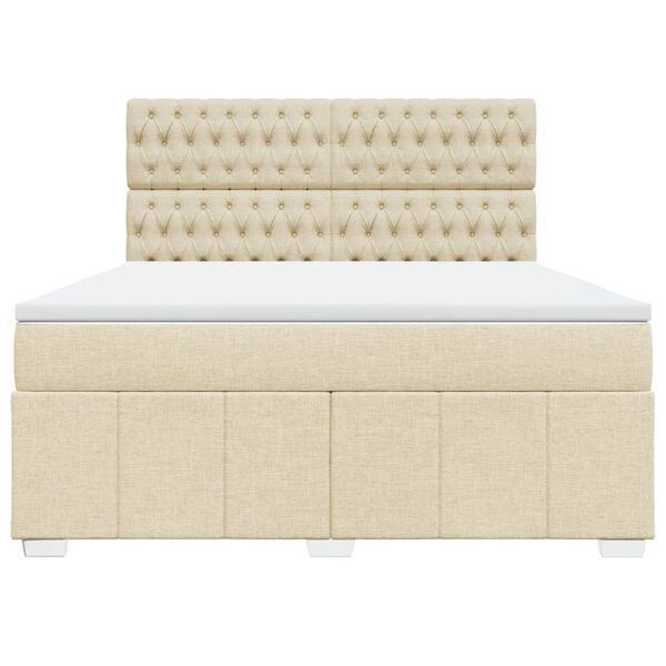 vidaXL Sommier &agrave; lattes de lit avec matelas Cr&egrave;me 180x200 cm Tissu