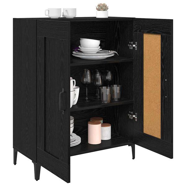 vidaXL Buffet Ch&ecirc;ne noir 69,5 x 34 x 90 cm Bois d'ing&eacute;nierie