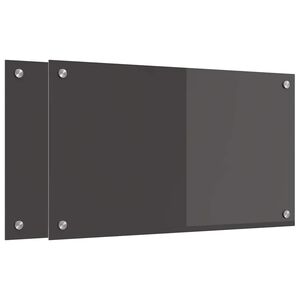 vidaXL Cr&eacute;dence de cuisine 2 pc Gris fonc&eacute; 70 x 40 cm verre tremp&eacute;