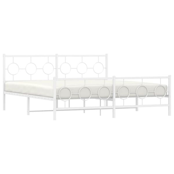 vidaXL Cadre de lit métal sans matelas et pied de lit blanc 183x213 cm