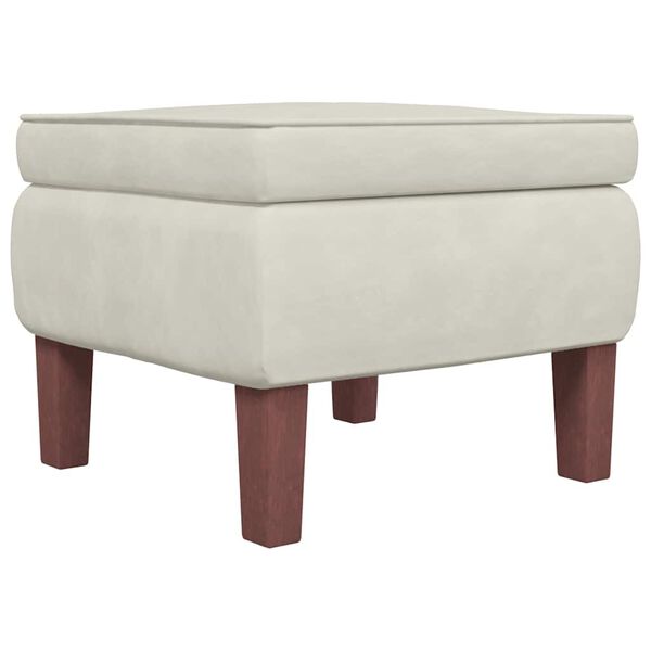 vidaXL Tabouret avec pieds en bois Crème Velours
