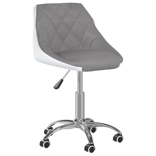 vidaXL Chaise pivotante de salle &agrave; manger Gris et blanc Similicuir