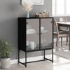 vidaXL Armoire lat&eacute;rale avec portes en verre noir 69x37x100 cm