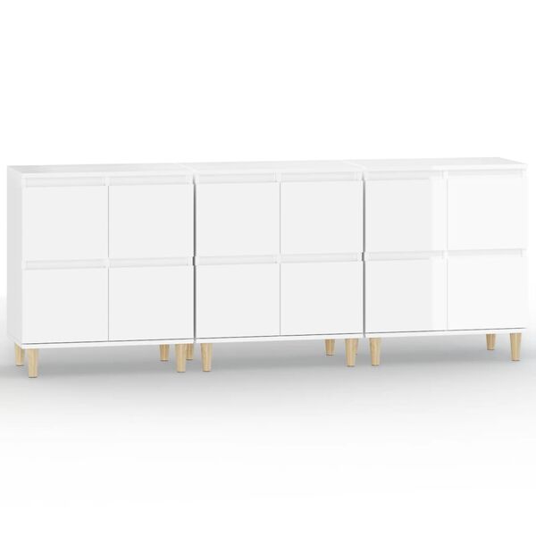 vidaXL Buffets 3 pcs blanc brillant 60x35x70 cm bois d'ingénierie