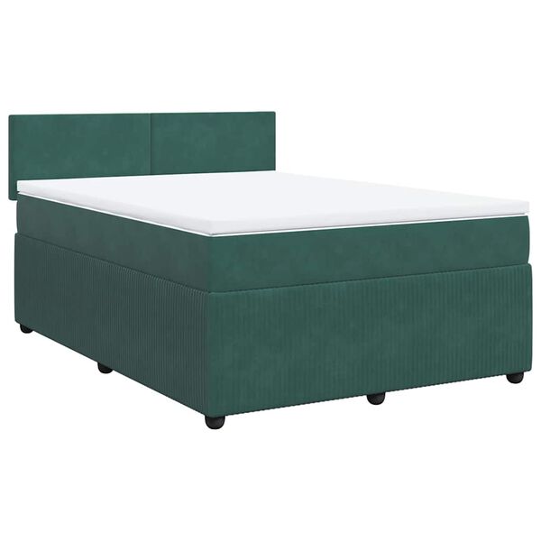 vidaXL Sommier &agrave; lattes de lit et matelas Vert fonc&eacute; 160x200cm Velours