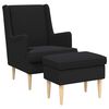 vidaXL Fauteuil avec pouf 2 pc Noir Boucl&eacute;