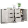 vidaXL Buffets 2 pcs Gris b&eacute;ton 60x30x70 cm Bois d'ing&eacute;nierie