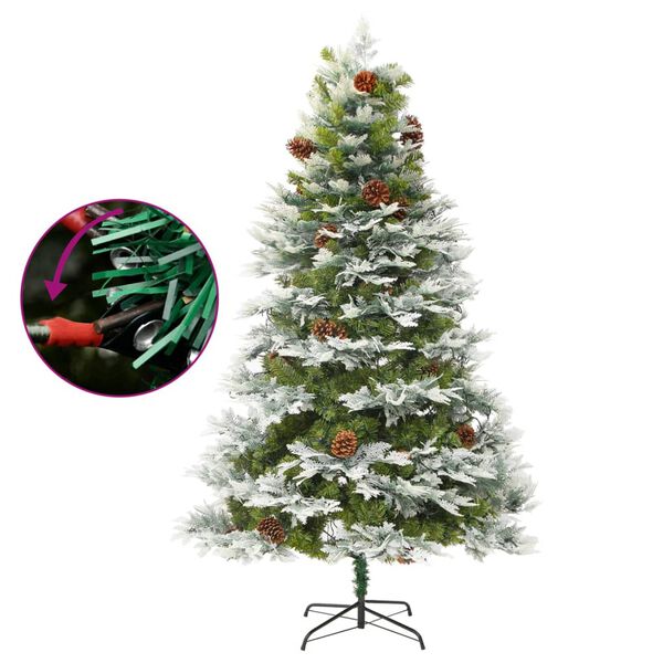 vidaXL Sapin de Noël pré-éclairé et pommes de pin vert 225cm PVC et PE