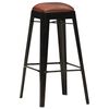 vidaXL Tabourets de bar lot de 4 noir cuir v&eacute;ritable