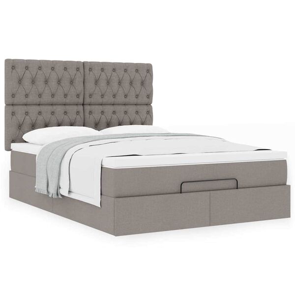 VidaXL Cadre de lit ottoman avec matelas taupe 140x190 cm tissu