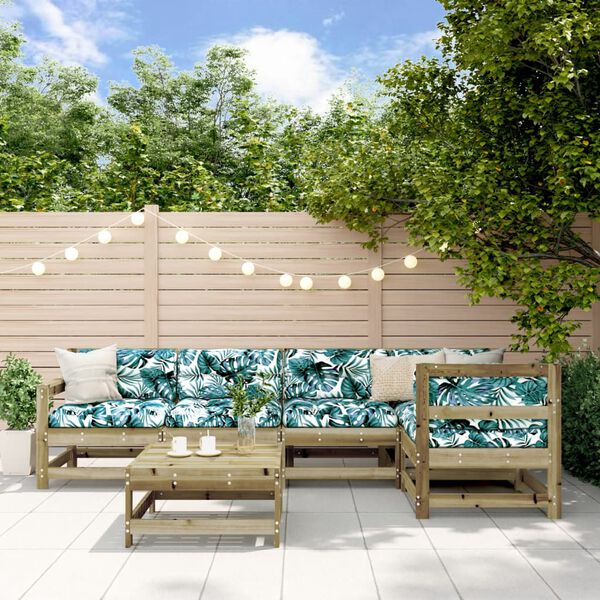vidaXL Salon de jardin 6 pcs avec coussins bois de pin imprégné