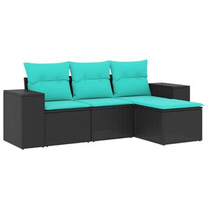 vidaXL Salon de jardin 4 pcs avec coussins noir r&eacute;sine tress&eacute;e