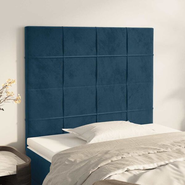 vidaXL T&ecirc;te de lit Bleu fonc&eacute; 90x5x118/128 cm Velours
