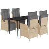 vidaXL Ensemble &agrave; manger de jardin coussins 5 pcs m&eacute;lange beige rotin