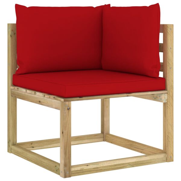 vidaXL Salon de jardin 7 pcs avec coussins bois de pin impr&eacute;gn&eacute;