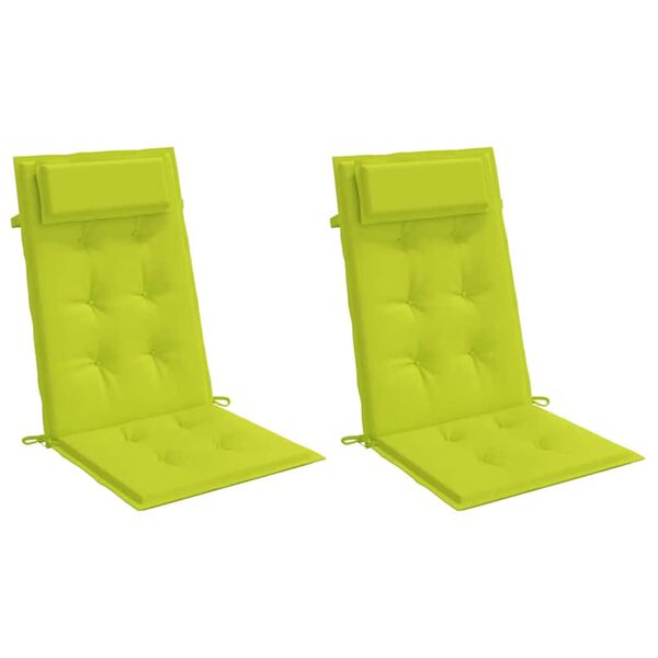 vidaXL Coussins de chaise à dossier haut lot de 2 vert vif