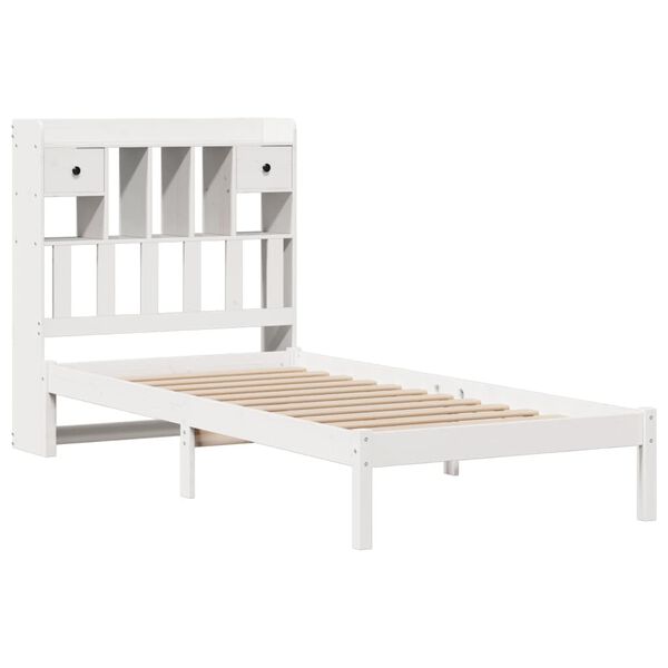 vidaXL Lit biblioth&egrave;que sans matelas blanc 90x190cm bois de pin massif