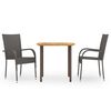 vidaXL Ensemble &agrave; manger de jardin 3pcs R&eacute;sine tress&eacute;e Marron