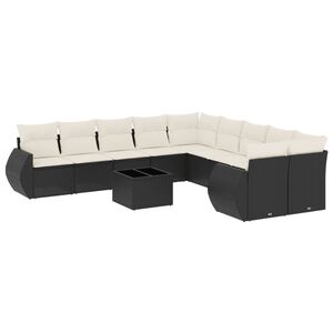 vidaXL Salon de jardin 11 pcs avec coussins noir r&eacute;sine tress&eacute;e
