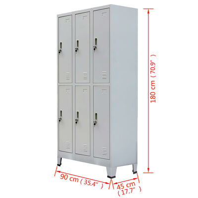 vidaXL Armoire à casiers avec 6 compartiments Acier 90x45x180 cm Gris