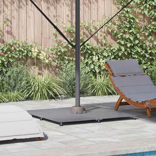 vidaXL Pied de parasol Aspect bois gris fonc&eacute; 100 x 100 x 4 cm Acier