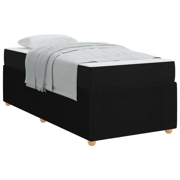 vidaXL Cadre de lit avec matelas Noir 90 x 190 cm tissu