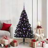 vidaXL Sapin de No&euml;l artificiel pr&eacute;-&eacute;clair&eacute; Noir 150 cm PVC