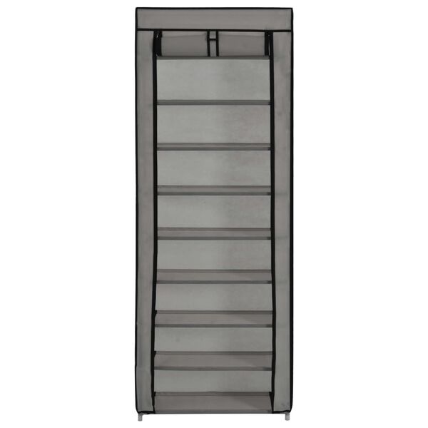 vidaXL Armoire &agrave; chaussures avec housse Gris 57x29x162 cm Tissu
