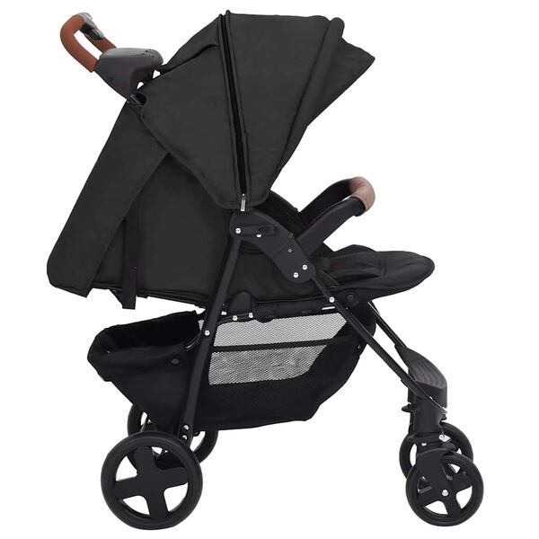 vidaXL Poussette pour b&eacute;b&eacute; 2-en-1 Anthracite Acier