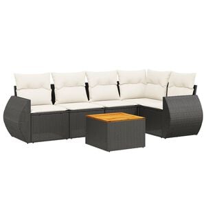 vidaXL Salon de jardin 6 pcs avec coussins noir r&eacute;sine tress&eacute;e