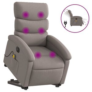 vidaXL Fauteuil inclinable de massage &eacute;lectrique Taupe Tissu