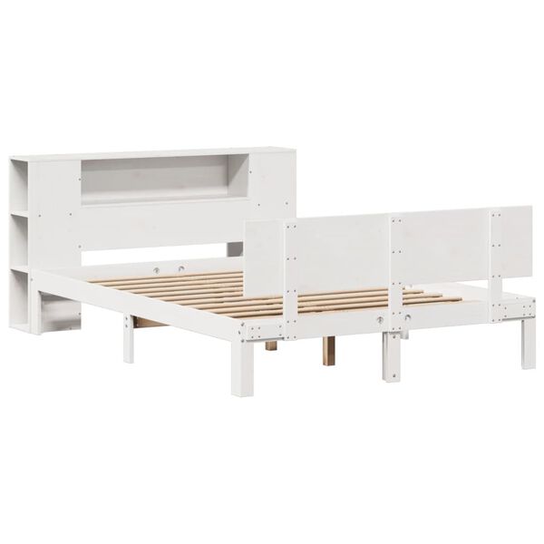 vidaXL Lit bibliothèque sans matelas blanc 140x190 cm bois pin massif