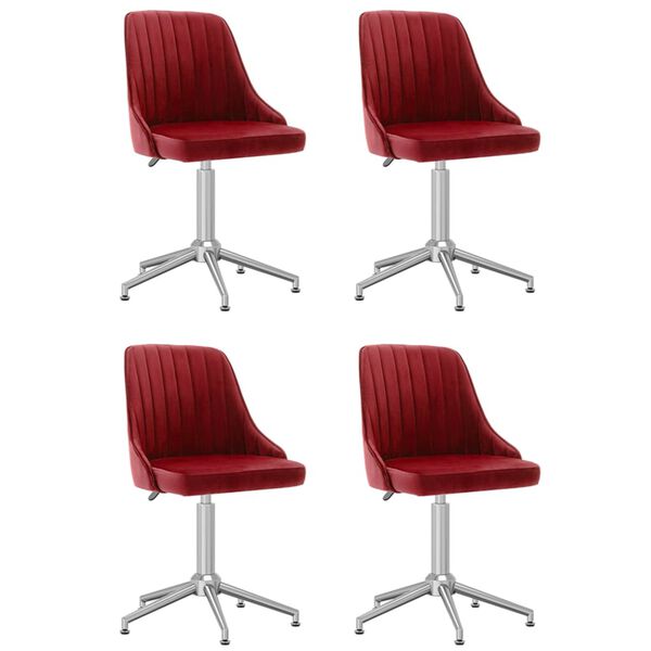 vidaXL Chaises &agrave; manger pivotantes lot de 4 rouge bordeaux velours