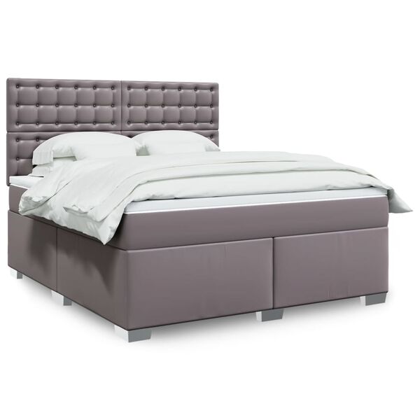 vidaXL Sommier &agrave; lattes de lit avec matelas Gris 180x200 cm Similicuir