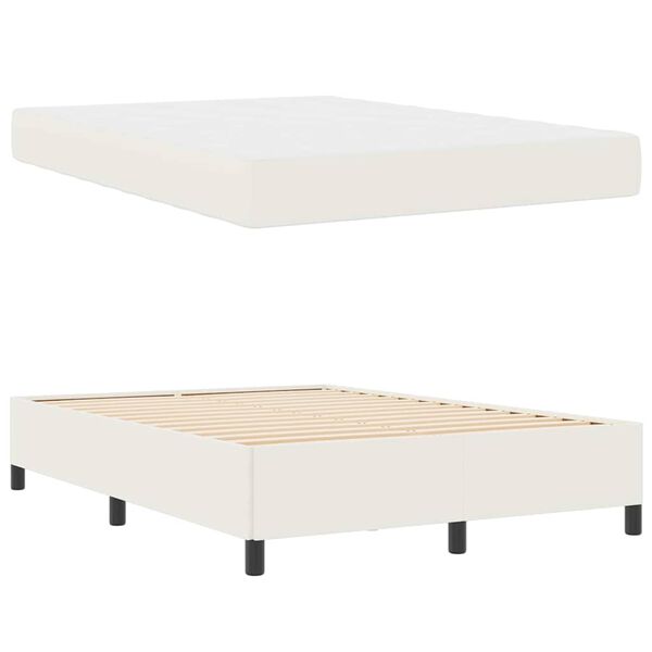 vidaXL Cadre de lit avec matelas Cr&egrave;me 160 x 200 cm tissu