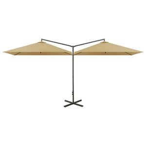 vidaXL Parasol de jardin double avec m&acirc;t en acier taupe 600x300 cm