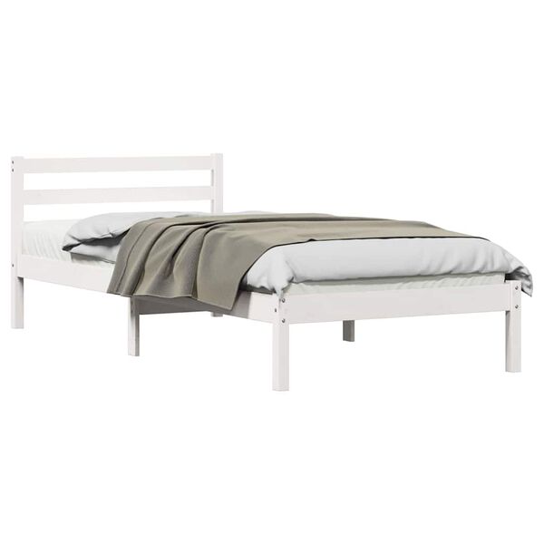 vidaXL Cadre de lit Blanc 225,5 x 105,5 x 69,5 cm Bois de Pin Massif
