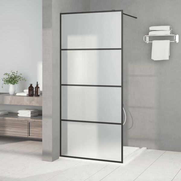 vidaXL Paroi de douche Noir 90x195 cm Verre ESG d&eacute;poli