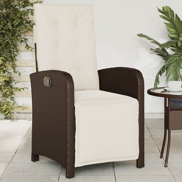 vidaXL Chaise inclinable de jardin repose-pied marron r&eacute;sine tress&eacute;e