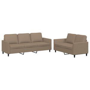 vidaXL Ensemble de canap&eacute;s 2 pcs avec coussins Cappuccino Similicuir