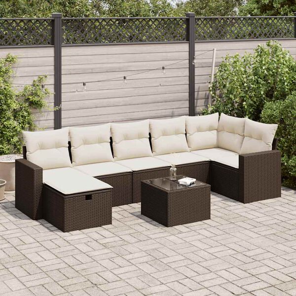 vidaXL Salon de jardin 8 pcs avec coussins marron r&eacute;sine tress&eacute;e