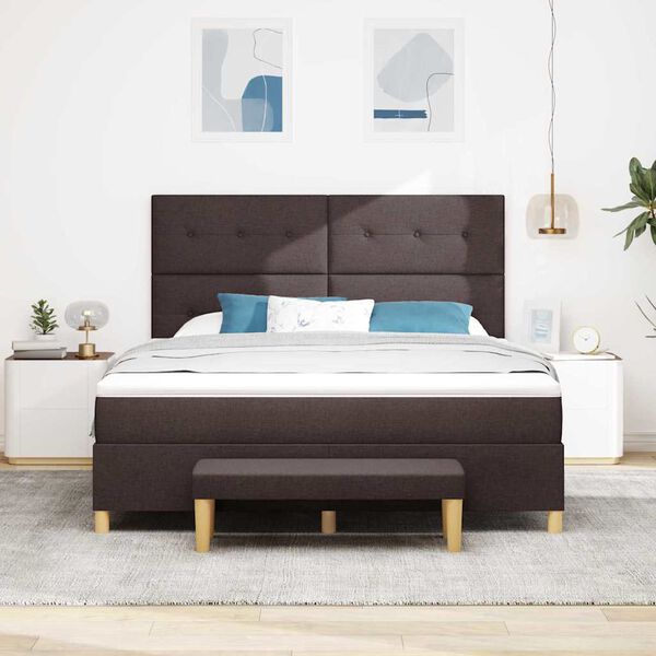 vidaXL Lit &agrave; ressorts avec matelas Marron fonc&eacute; 180 x 200 cm tissu