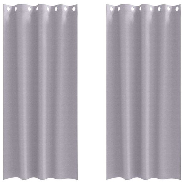 vidaXL Rideaux occultants avec anneaux 2 pcs Gris m&eacute;tal 225 x 140 cm