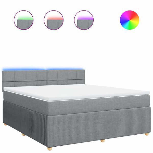 vidaXL Sommier &agrave; lattes de lit avec matelas Gris clair 180x200cm Tissu